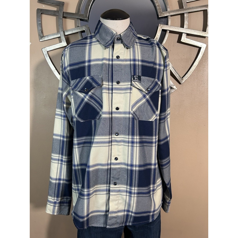 Dixxon Flannel Brownells Six Gun Mens S Blue And White With Pearl Blue Buttons